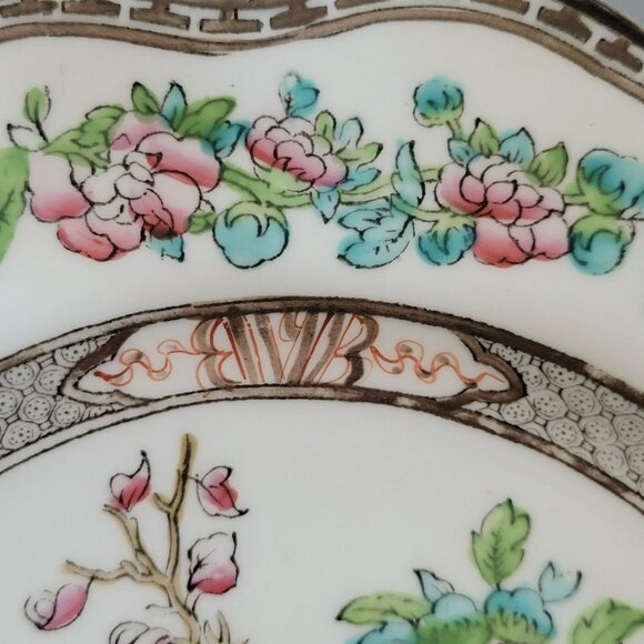Antique Coalport Indian Tree LUNCHEON Plate, Multicolor Scalloped, c.1891-1920 - Picture 5 of 10